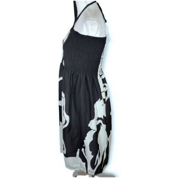 GYPSY BLU BLACK & WHITE WOMEN DRAWSTRING ELASTIC SHORT TUBE DRESS SZ.M EUC. - Picture 8 of 11